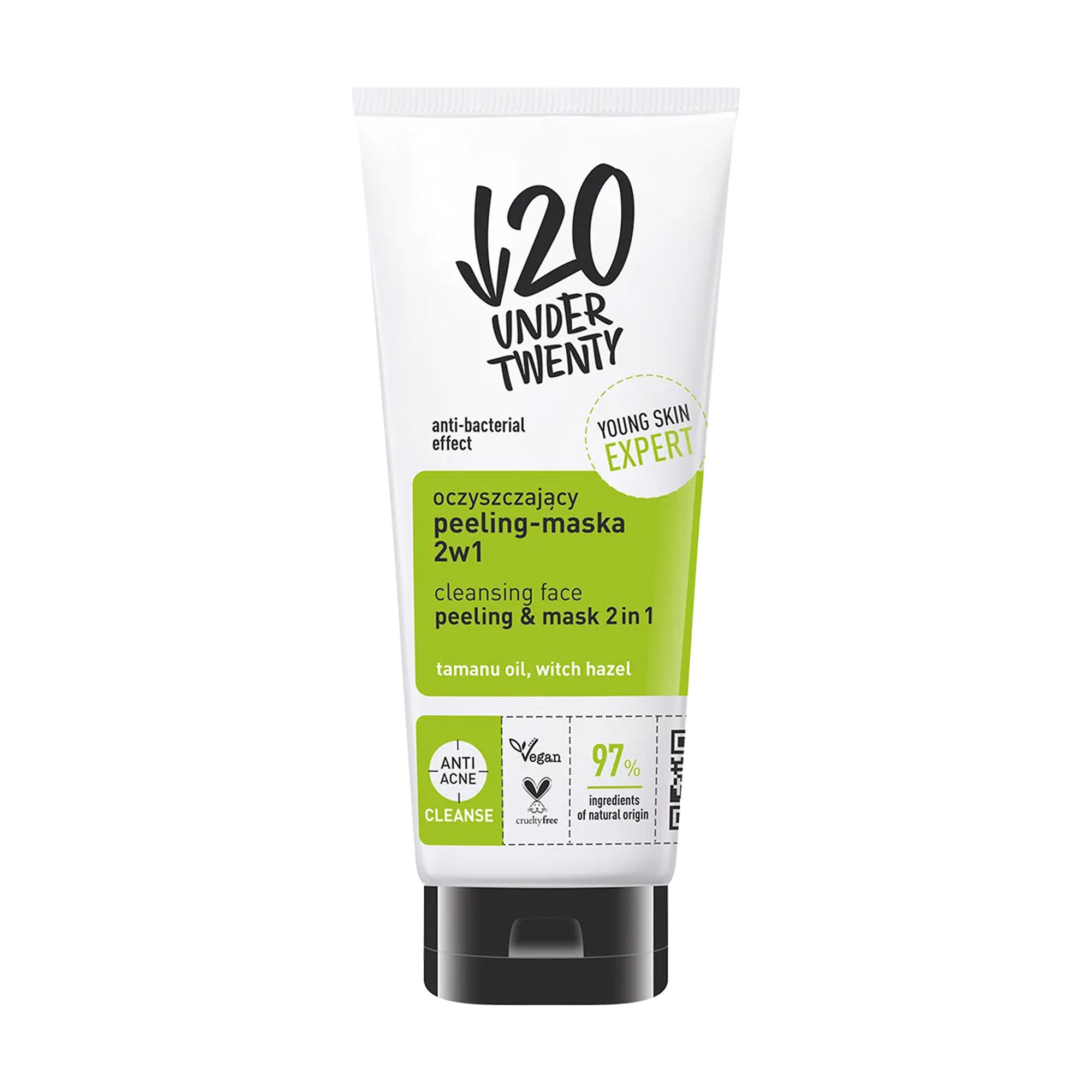 Очищувальна пілінг-маска для обличчя Under Twenty Cleansing Face Peeling &amp; Mask 2 In 1, 100 мл